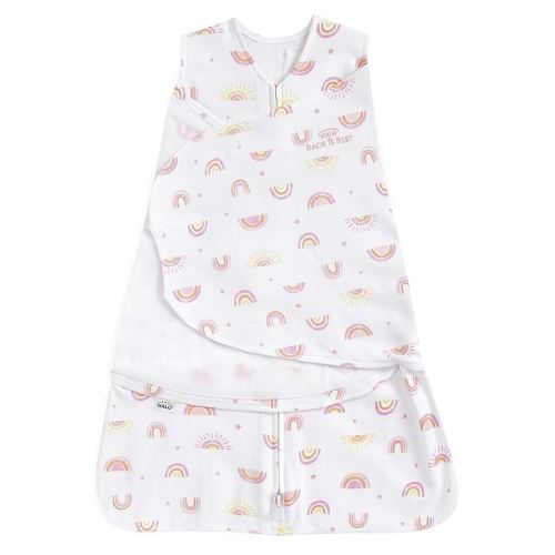 HALO 100% Cotton Sleepsack Swaddle, 3-Way Adjustable Wearable Blanket, TOG 1.5, Sunshine Rainbows, Newborn, 0-3 Months