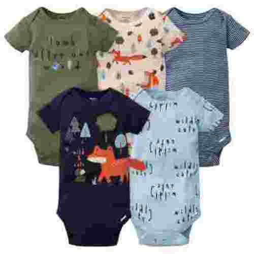 Gerber Onesies Brand Baby Boy Short Sleeve Bodysuits, 5 Pack, Sizes Newborn - 24 Months