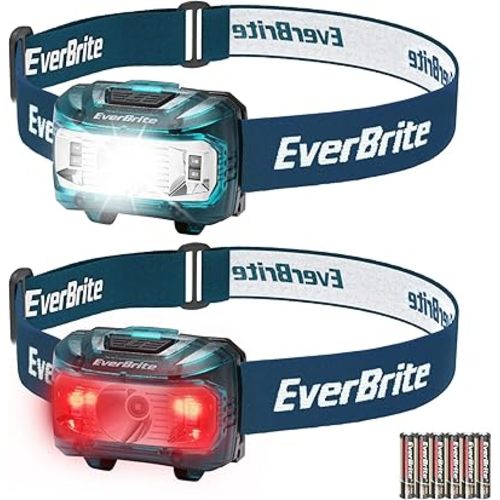 EverBrite Headlamp, 2 Pack Kids Headlamp with Red Light and Memory Function, Head Lamp for Adults and Kids with 5 Modes, Bright Headlamps for Camping, Running, Christmas Gifts, Batteries Included
