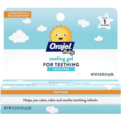 Orajel Baby Daytime Cooling Gel for Teething, Drug-Free, 1 Pediatrician Recommended Brand for Teething*, One .33oz Tube