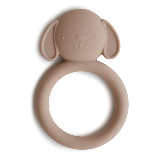 Mushie Brown Dog Silicone Teether - Safe, Soft, Flexible, Non-Toxic for 0-12 Month Infants, New