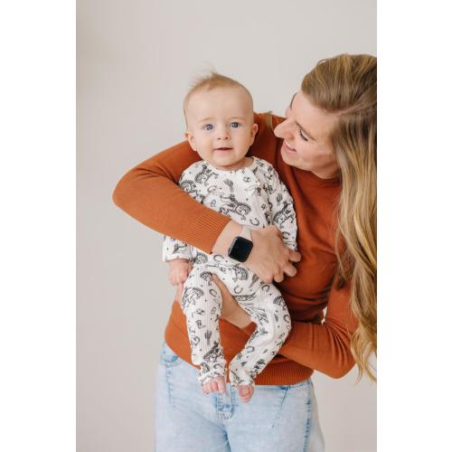 Cowboy Print Sleeper, (Black Print) Zipper Romper, Horse, Western, Footed Pajamas, Jammies, Fold-over hands, Fold-over feet, Zipper Sleeper