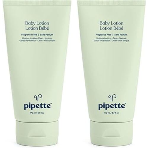 Pipette New & Improved Formula Baby Lotion, Hydration, Natural Moisture of Baby's Delicate Skin, Renewable Plant-Derived Squalane, Fragrance-Free Lotion, 6 fl. oz (Pack of 2)