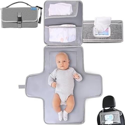 Portable Changing Pads, Portable Diaper Changing Pad for Baby,Changing Mat for Travel, Baby Changing Station, Infant Gift, Baby Essentials(Grey)