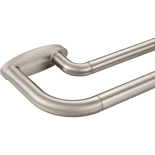 Double Curtain Rods Brushed Nickel,Room Darkening Drapery Rod 48-84 Inches,Adjustable 3/4 Inches Front and 5/8 Inches Back Quality Metal Rod for Window,Wrap Around Design
