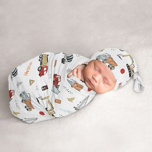 Construction Truck Collection Baby Cocoon and Beanie Hat - 2 Piece Set