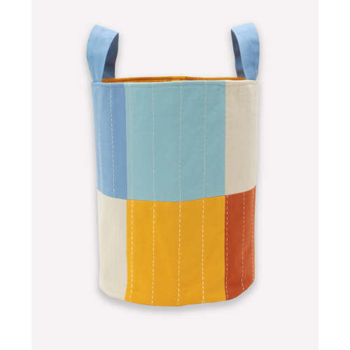 Checkered Fabric Storage Bin  - Dusk