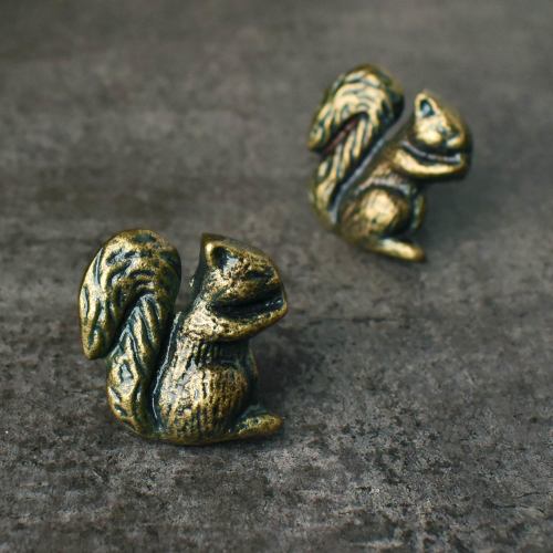 Patches the Squirrel Set of Cabinet Wardrobe Knob Pull Animal Knobs