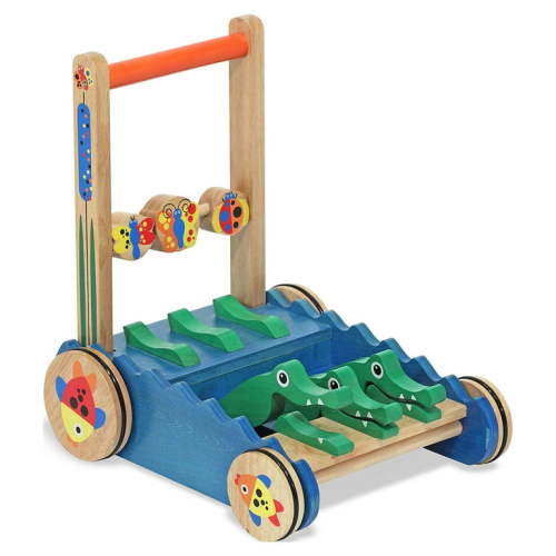 Melissa & Doug Deluxe Chomp and Clack Alligator Wooden Push Toy and Activity Walker for Toddlers