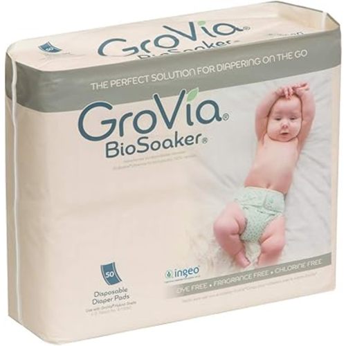 Disposable Pad for Cloth Diapers – GroVia BioSoaker – For Natural Parenting – Secure One Size Eco Friendly Adhesive Inserts – 50 Count