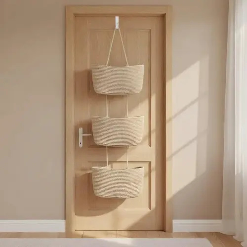 Decorative 3-Tier hanging organizer bag, natural rattan over - TikTok Shop