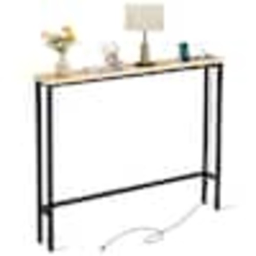 Karl home 39. 37in Beige Rectangle MDF Console Table 1-Piece Set with Power Strip K1G52006791