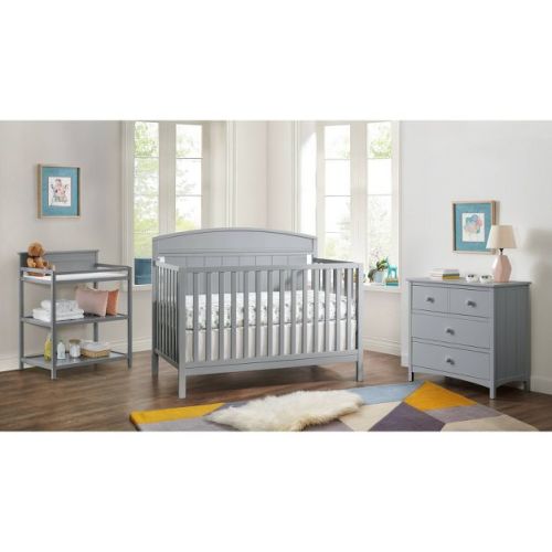 Oxford Baby Baldwin 4-in-1 Convertible Crib - Dove Gray: Adjustable Height, Converts to Toddler & Full-Sized Bed