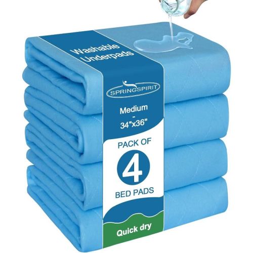 Biloban Bed Pads Washable Waterproof,chuck Pads Sheet Protector ,blue 4 Pack, 34 X 36