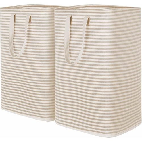 Lifewit 2 Pack Laundry Hamper Large Collapsible Laundry Baskets, Freestanding Waterproof Clothes Hamper with Easy Carry Handles in Laundry Room Bedroom Bathroom College Dorm for Adults, Beige, 2 x 80L