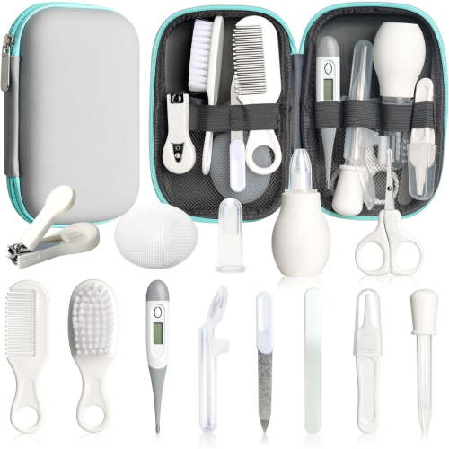 Baby Healthcare and Grooming Kit, 14 in 1 Baby Safety Set Newborn Nursery Health Care Set with Hair Brush Scale Nail Clippers for Baby Girls Boys