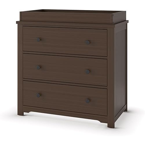 Child Craft Harmony 3 Drawer Dresser with Removable Changing Table Topper for Nursery or Bedroom, (Brushed Truffle)