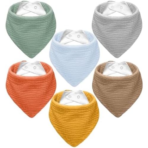 Muslin Baby Bibs,Soft Triangular Baby Bandana Drool Bibs for Baby Boy Girl,Solid Colors Bib for Drooling Teething