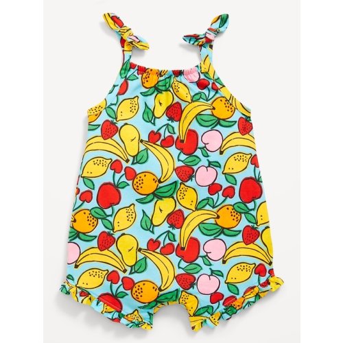 Sleeveless Tie-Knot Graphic One-Piece Romper for Baby