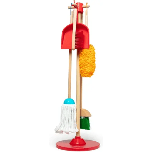 Melissa & Doug Dust! Sweep! Mop! 6-Piece Pretend Play Cleaning Set - Broom, Duster, Kid-Sized Cleaning Toys For Boys and For Girls