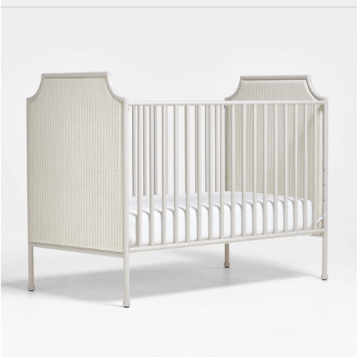 Heritage Metal and Upholstered Cozy Grey Convertible Baby Crib and Toddler Bed Rail by Jeremiah Brent