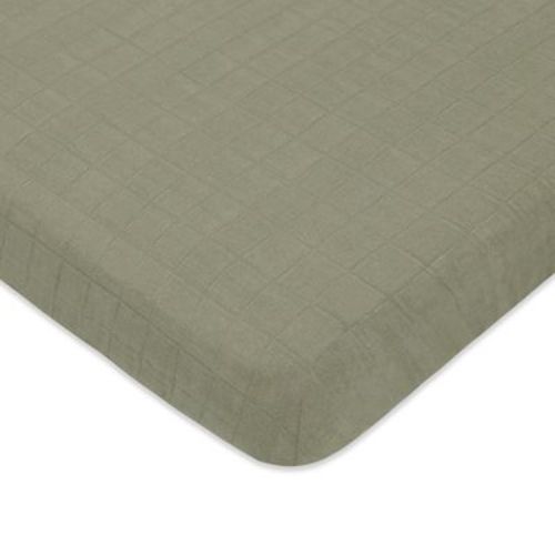 Babyletto Mini Crib Sheet in GOTS Certified Organic Muslin Cotton - Matcha