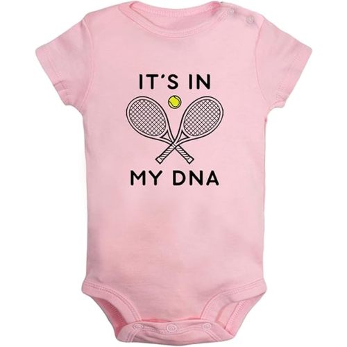 iDzn Baby Unisex Tennis Its In My DNA Funny Romper Newborn Bodysuits Infant Jumpsuit Childs Clothes Kids Graphic Outfits