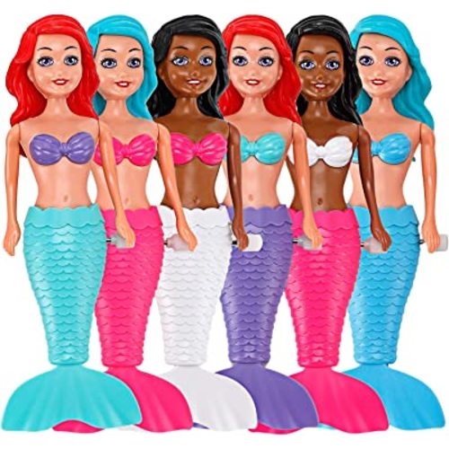 Mermaid Bath Toys for Toddlers Kids Girls - Princess Wind Up Tail Flap Floating Water Bathtub Toys, Swimming Pool Bathing Time Fun (4 Pack)
