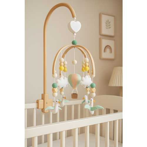Felt Bird & Balloon Baby Mobile: Handmade Nursery Decor
