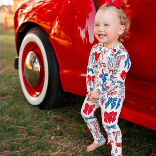Red White & Blue Bows Zipper Romper – In my Jammers
