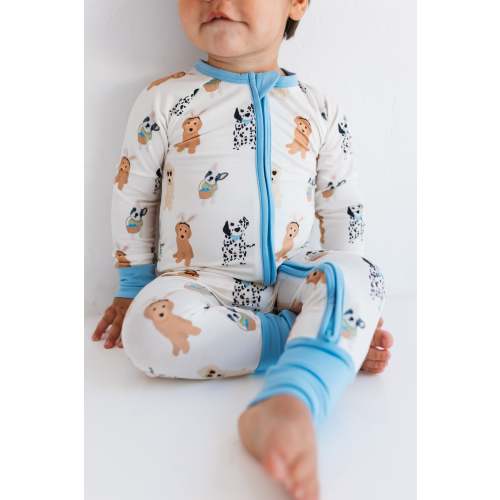 Blue Easter Pups Zipper Romper