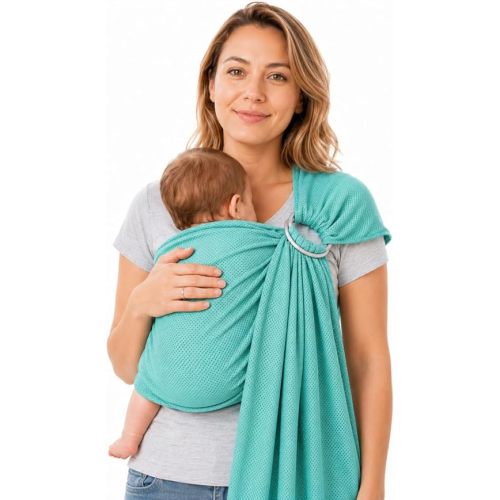 Baby Water Ring Sling Carrier | Mesh Baby Wrap for Newborn Girl, Boy, Infant, Toddlers and Kid | Lightweight Breathable, Perfect for Summer, Swimming, Pool, Beach | Great for Dad, Bluish-Green