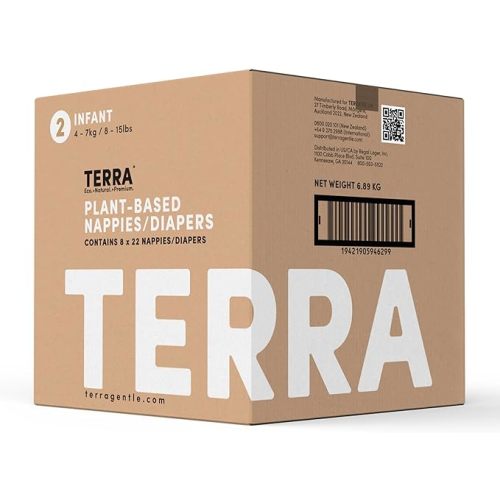 Terra Size 2 Diapers: 85% Plant-Based Diapers, Ultra-Soft & Chemical-Free for Sensitive Skin, Superior Absorbency for Day or Nighttime Diapers, Designed for Babies 8-15 Pounds, 176 Count - Size 2 (176 Count)