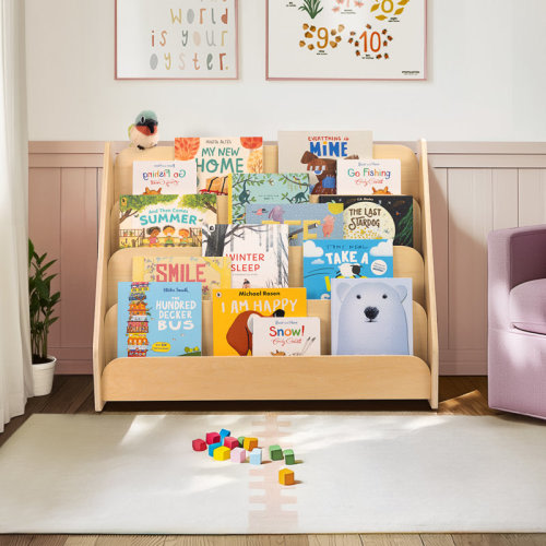 George Oliver Wood Kids Bookshelf, 4-tier Front Facing Book Display Shelf | Wayfair