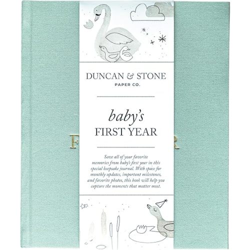 Baby First Year Book - Heirloom Keepsake Baby Memory Book to Record Important Milestones, Photos & More - Pregnancy Books (Sage Green,112 Pages)