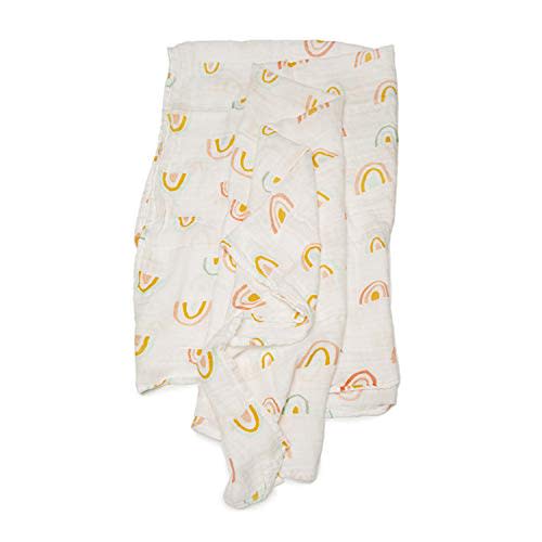Loulou Lollipop Soft Baby Swaddle Blanket Muslin Wrap Receiving Blanket for Newborn to Toddler Girl and Boy, Large 47” by 47” - Pastel Rainbow