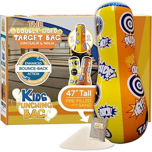 INFLATABLE DUDES Target Bags -Kids Punching Bag | Already Filled with Sand| Bop Bag | Premium Inflatable Toy | Punching Bag for Kids | Enhanced Bounce-Back Action! | Indoor Outdoor -Party Games