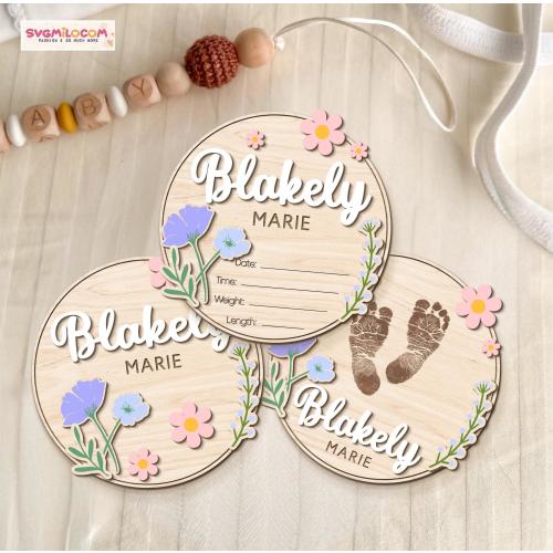 Baby Announcement Sign, Wildflower Baby Name Sign, Newborn Birth Announcement Sign, Baby Arrival Sign, Baby Shower Gifts, Newborn Photo Prop