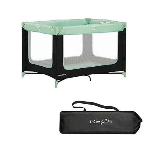 Dream On Me Zodiak Baby Playard, Breathable Mesh Sides, Soft Comfortable Mattress, Quick & Easy to Fold with Travel Carry Bag, Compact Space Saving Design - Mint