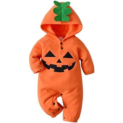 Happy Cherry Baby Boys Girls Halloween Romper Toddler One Piece Hooded Bodysuit Cute Overall Jumpsuit Cosplay Costume