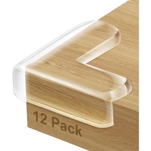 12 Pack Corner Guards Corner Protector Baby Proof Corners and Edges Covers Table Corner Protectors Furniture Safety Bumpers, Baby Proofing, L Shaped