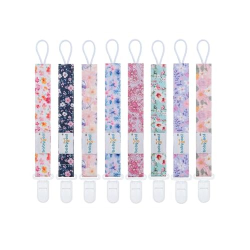 babygoal Flower Pacifier Clips, 8 Pack Binky Paci Holder Clips Fits for Most Pacifiers and Binkies 8PS47-B