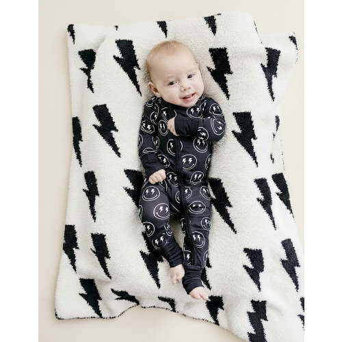 Lightning Bolt Fuzzy Blanket | Black