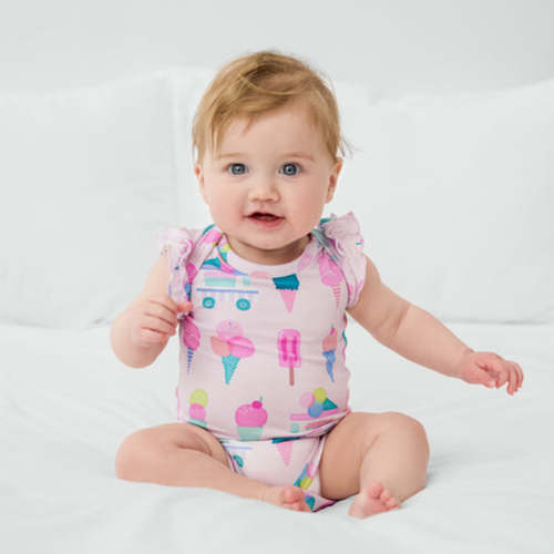 Pink Sweet Scoops Flutter Bodysuit