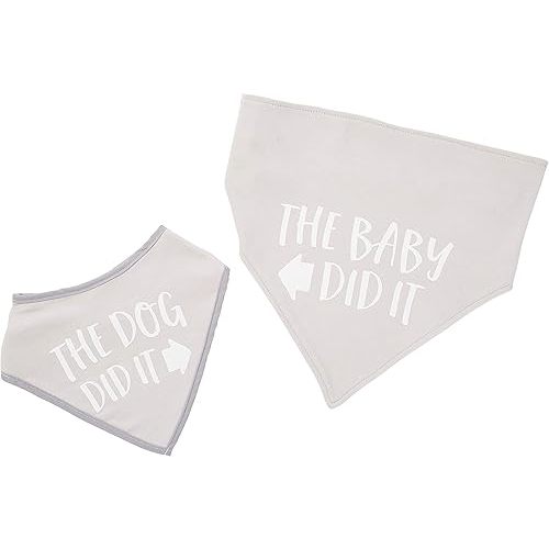 Pearhead Baby and Pet Bib Set, Matching Best Friends Outfits, for Anyone with a Baby and Fur Baby, Gray