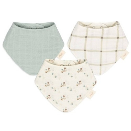 Crane Baby Organic 4-Layer Muslin Bib Set - 3pk, Color: Avery Poppy