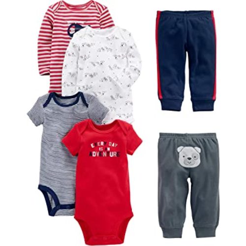 Simple Joys by Carter's Baby Boys' 6-Piece Bodysuits (Short and Long Sleeve) and Pants Set