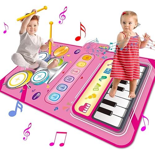 Toys for 1 Year Old Girl Gifts,2 in 1 Piano Mat Montessori Toys for 1 2 Year Old Girl,Educational Musical Toy First Birthday Gifts for 1 2 3 Year Old Girls,Christmas Stocking Stuffers for Toddler Girl