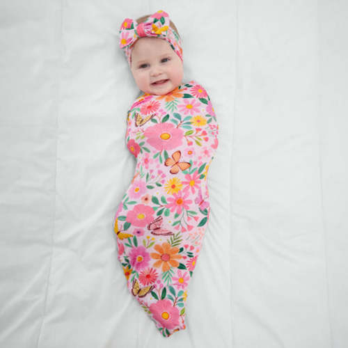 Butterfly Blooms Swaddle & Luxe Bow Headband Set