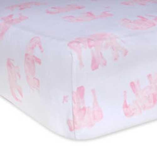Burt's Bees - Wandering Elephants Organic Cotton BEESNUG® Fitted Crib Sheet